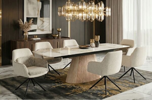 Monaco Pandora Beige Extendable Dining Table 160–240cm | Modern Dining Set