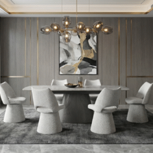 Monaco Pandora Grey Extendable Dining Table 160–240cm | Modern Maryland Swivel Chairs