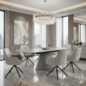 Monaco Pandora Grey Extendable Dining Table 160–240cm | Modern Dining Set