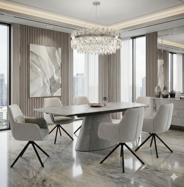 Monaco Pandora Grey Extendable Dining Table 160–240cm | Modern Dining Set