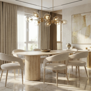 Olympia Beige Rectangular Ceramic Dining Table 160cm | Modern Dining Set