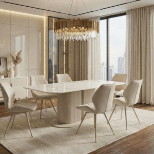 Sydney Modern Design Cream Rectangluar Ceramic Dining Table