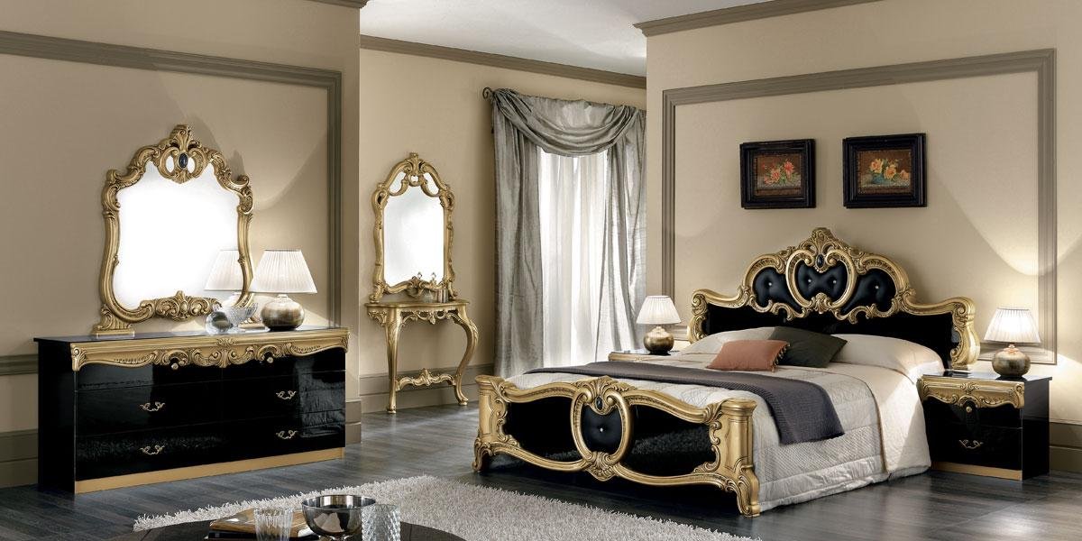 Camel Group Italian Borroco Black / Gold High Gloss Bedroom Set - Image 2