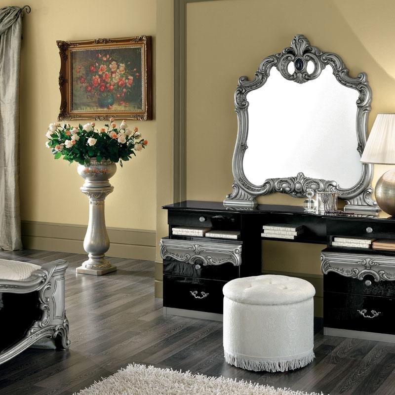 Camel Group Italian Borroco Black / Silver High Gloss Bedroom Set - Image 3