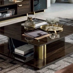 Camel group Modern Volare Italian High Gloss Walnut Coffee Table