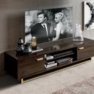 Camel group Modern Volare Italian High Gloss Walnut TV Cabinet